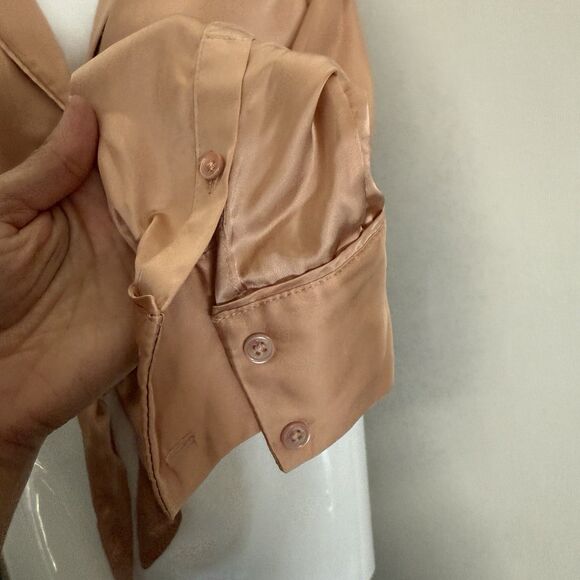 Wilfred Aritzia Silky Front Tie Crop Blouse Top 2XS Orange Minimalist Cupro XXS - Picture 5 of 10